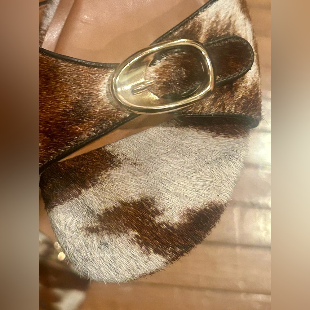 Steve Madden Brown and Cream cow print Heeled Sandals size 9 - Picture 8 of 10